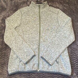 Eddie Bauer Full-Zip Heathered Jacket Green Lightweight Warm Layer Womens size M